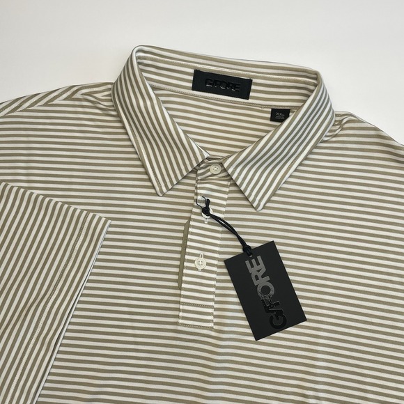 G/FORE Other - G/FORE Air Play Stripe Polo Shirt Mens XXL Dune Beige White Golf Pima Stretch